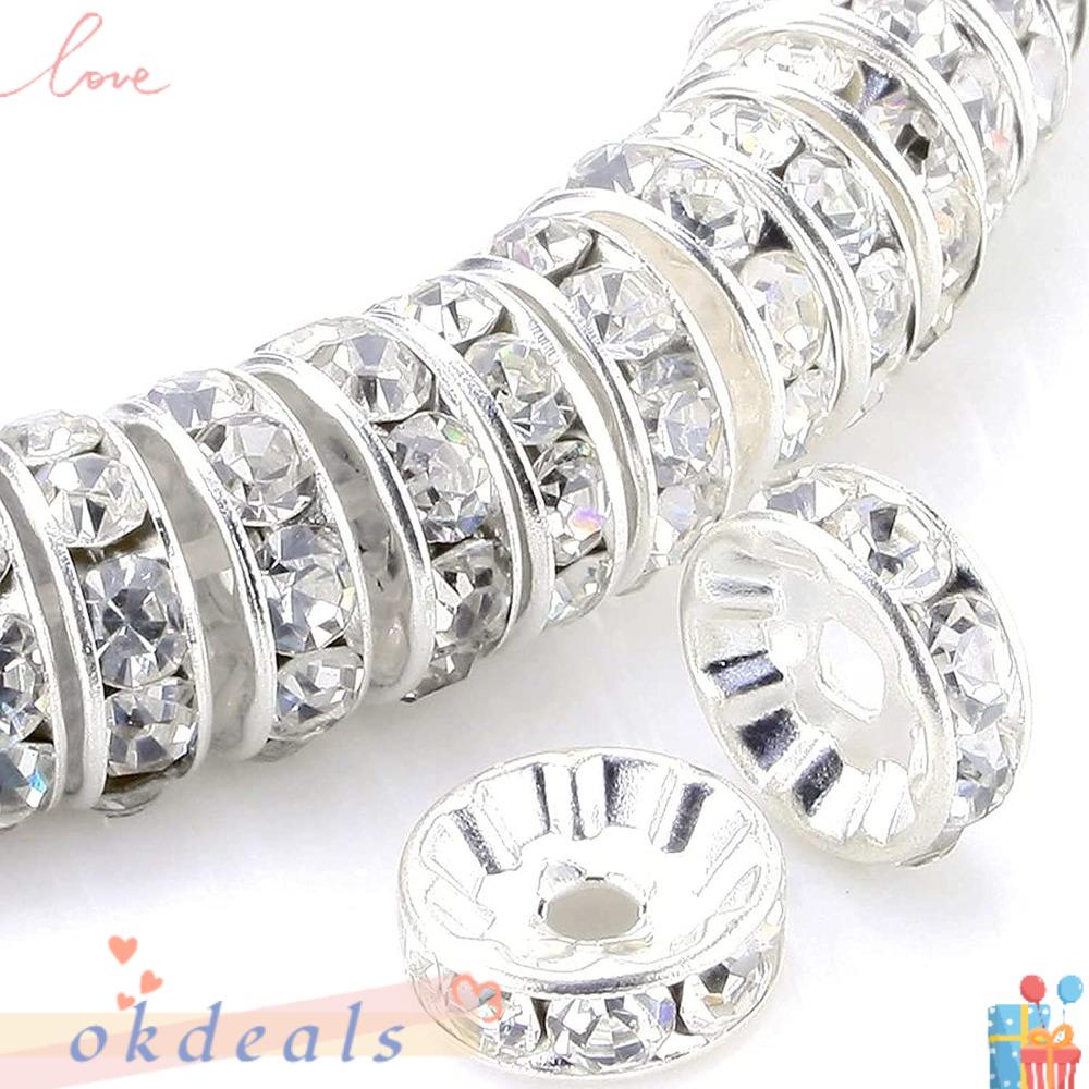 Set 200 Hạt Đá 8mm Mạ Vàng / Bạc Lấp Lánh Dùng Làm Trang Sức