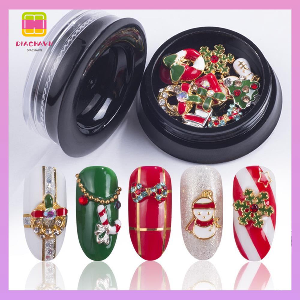 DIACHAVN Phụ Kiện Trang Trí Móng Tay Nghệ Thuật Bằng Hợp Kim Họa Tiết Người Tuyết Nhiều Màu