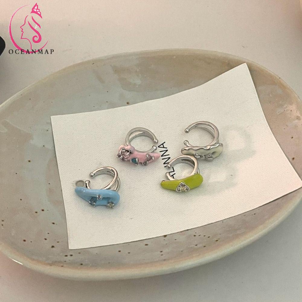 OCEANMAP Bông Tai Dạng Kẹp Bằng Hợp Kim Y2K Phong Cách Retro Thời Trang Cho Nữ