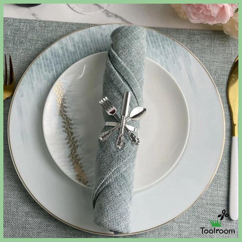 Bộ 6 Vòng Nhẫn Kim Loại Cố Định Khăn Ăn Tiện Dụng