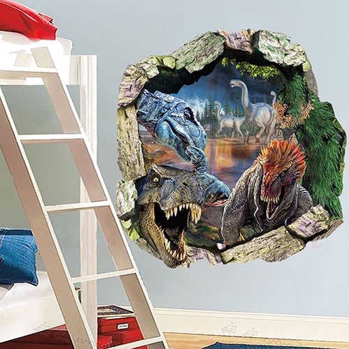 Miếng Dán Tường Hình Khủng Long Hoạt Hình Tháo Rời Được Trang Trí Phòng Bé Trai