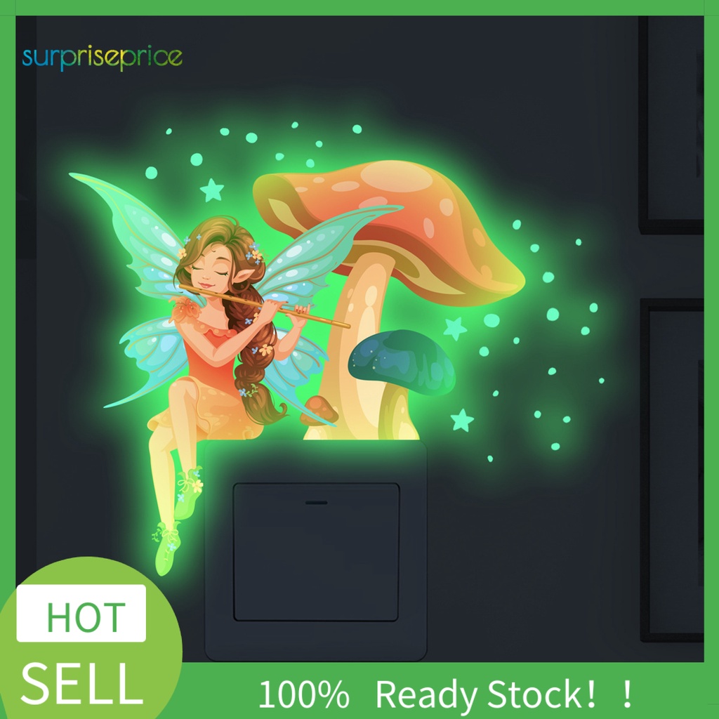 Miếng Dán Công Tắc Hình Nấm Dạ Quang Bằng PVC Tự Dính Trang Trí Nhà Cửa