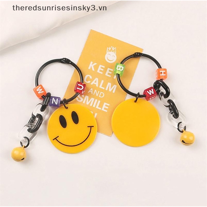 Móc Khóa Gắn Chuông Hình Mặt Cười Dễ Thương Dùng Trang Trí Ba Lô / Túi Xách