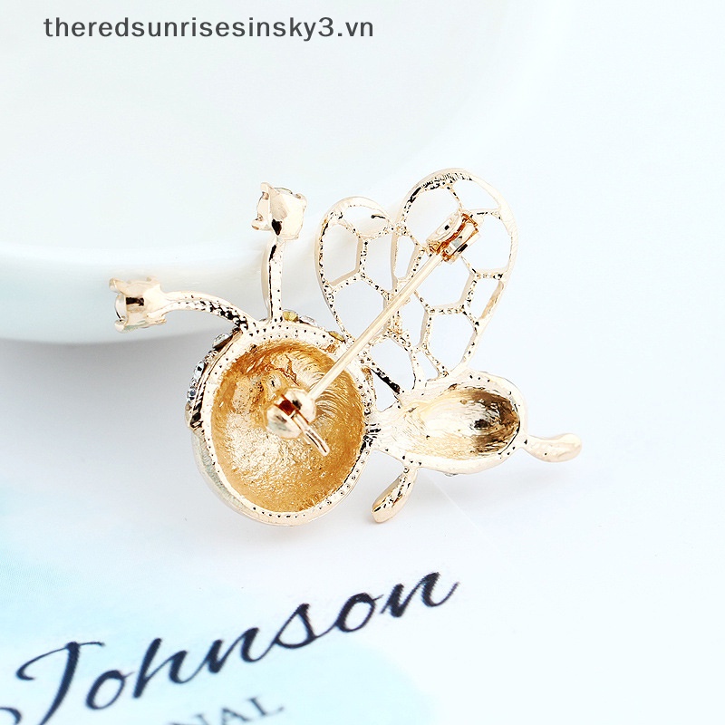 Ghim Cài Áo Hình Ong Đính Pha Lê Tráng Men Thời Trang Thanh Lịch