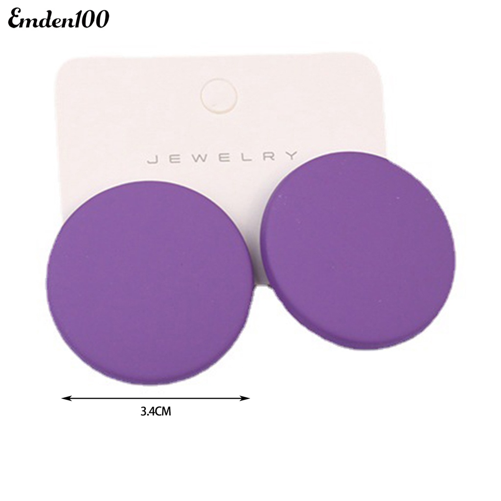 1 Đôi Bông Tai Tròn Lớn Màu Kẹo Thời Trang Nữ Tính