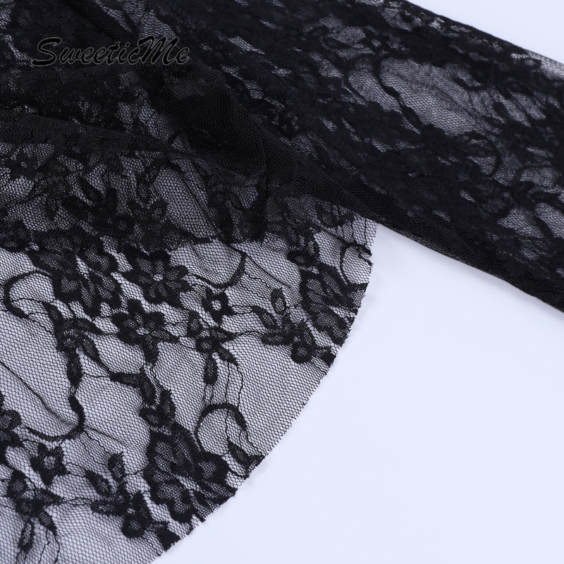 Áo Thun Tay Dài Dáng Ôm Màu Trơn Phối Ren Lưới Thời Trang 2023 Quyến Rũ Cho Nữ