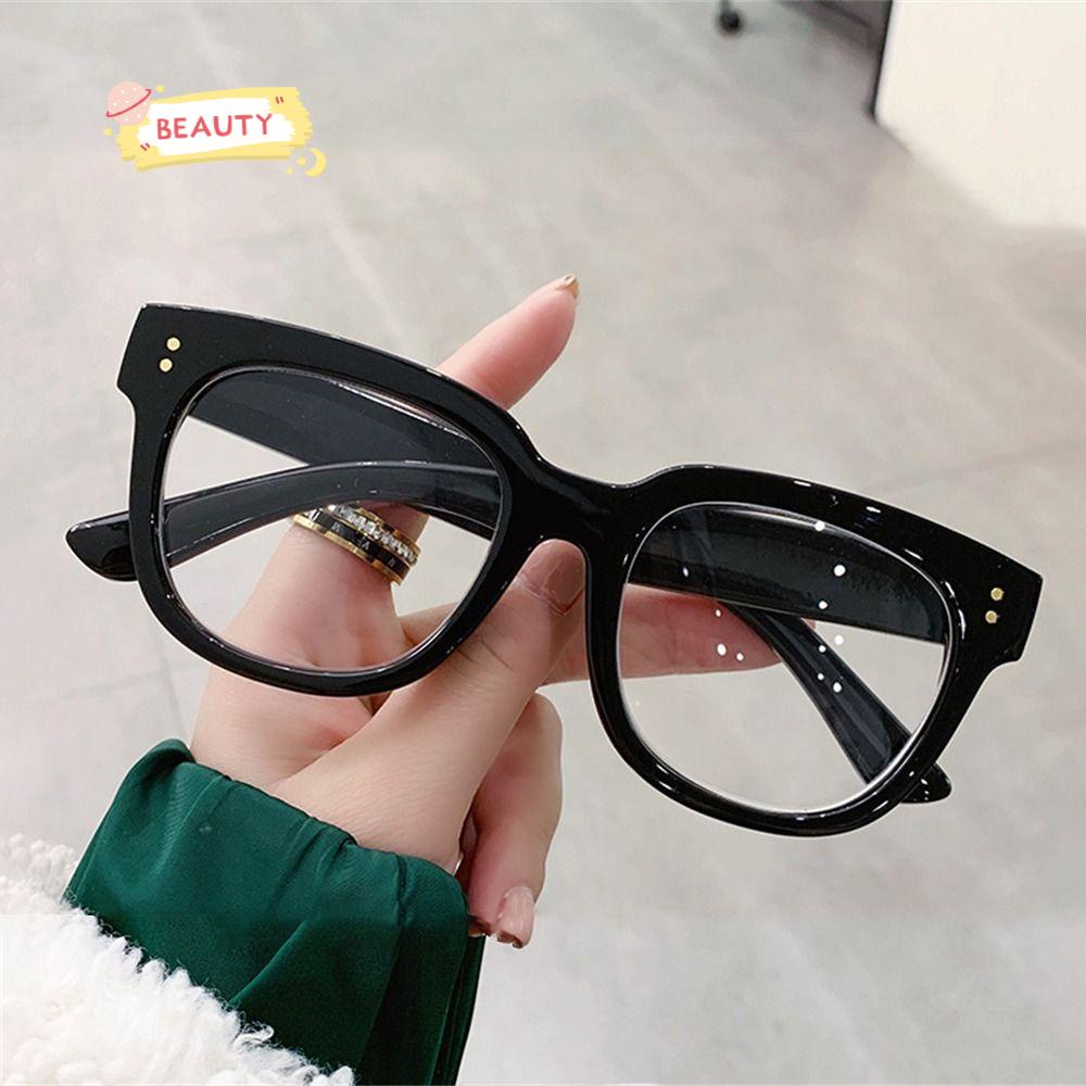 BEAUTY Kính Mát Gọng Vuông PC Trong Suốt Chống Tia UV Màu Xanh Dương Họa Tiết Da Báo Cho Nam