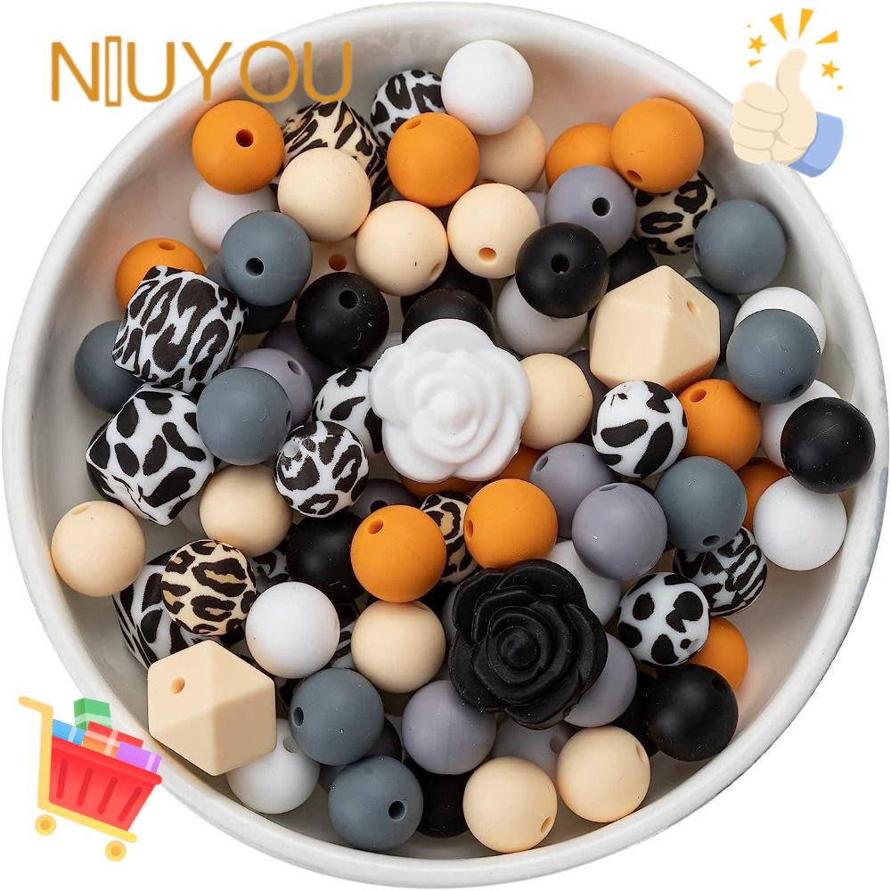 NIUYOU Bộ 102 Hạt Xâu Chuỗi Đa Giác Bằng Silicone 12mm Nhiều Màu Sắc