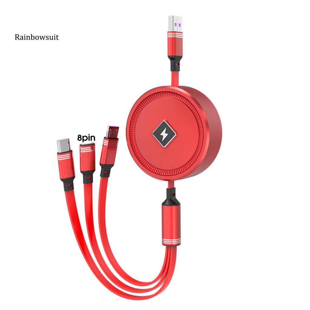 Dây Cáp Sạc Nhanh 3 Trong 1 Micro USB / Type-C / 8Pin Có Thể Thu Gọn Cho Điện Thoại