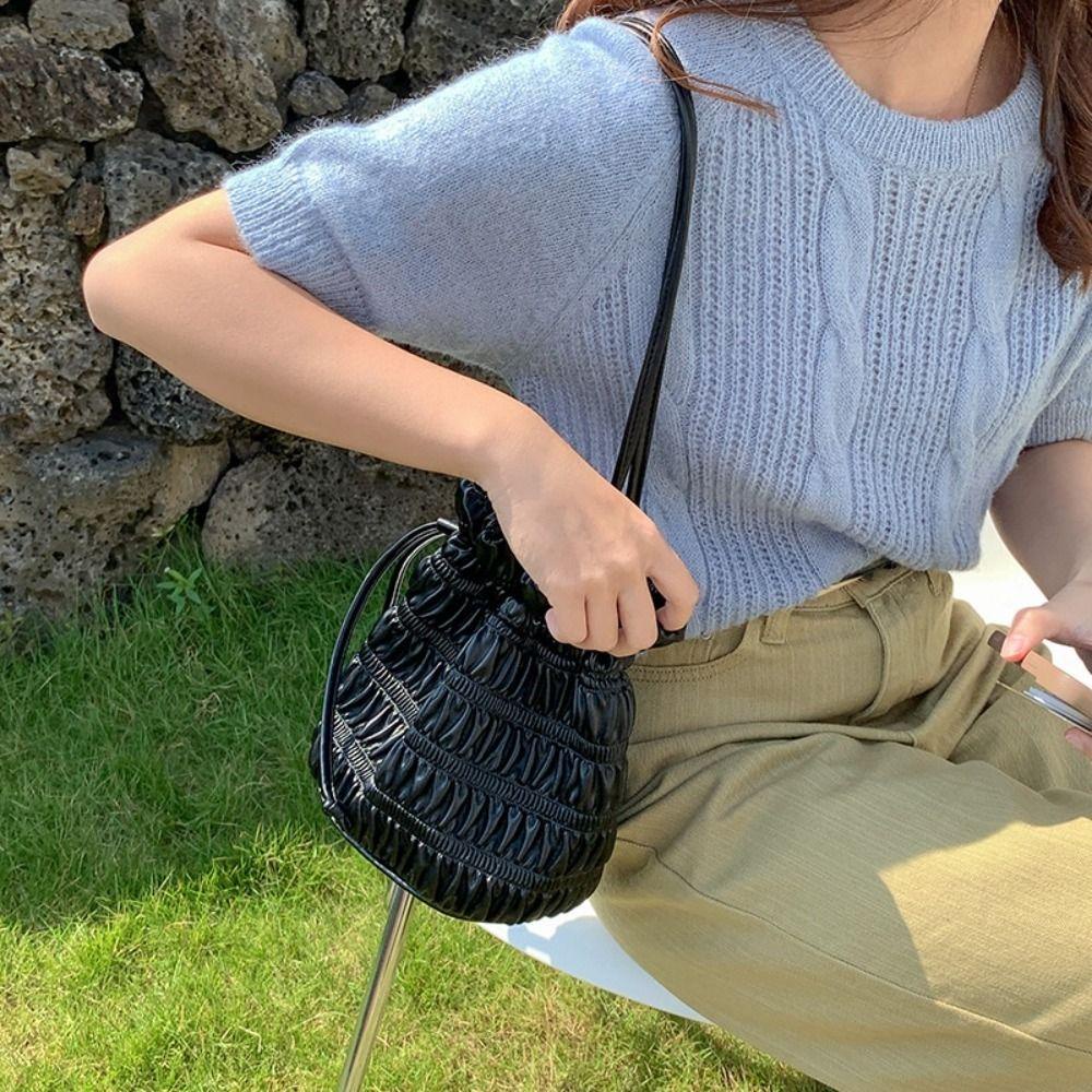 MIQUEL Túi Xách Da PU Dây Rút Phong Cách Hàn Quốc Thời Trang Cho Nữ