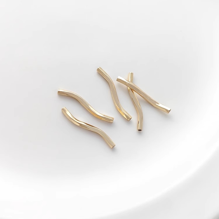 Set 10 Ống Rỗng Mạ Vàng 14K Hình Chữ S Dùng Làm Trang Sức Thủ Công diy