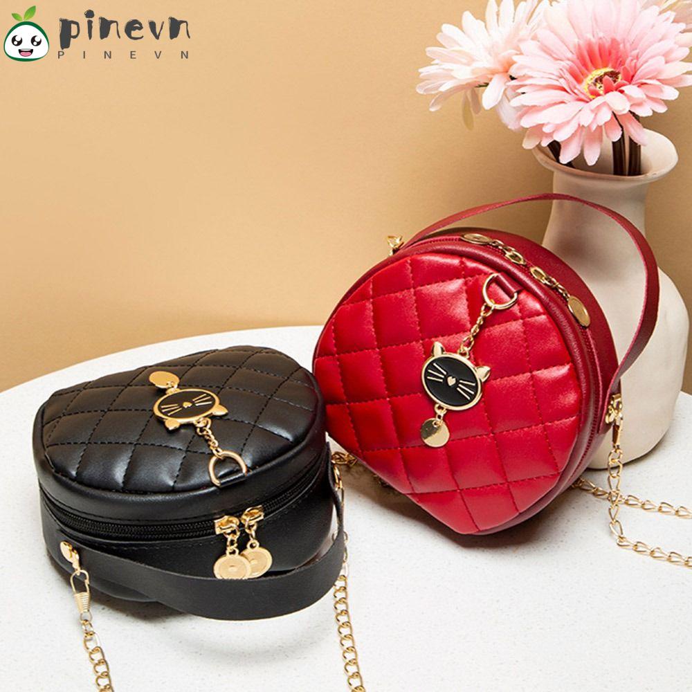 PINEVN Túi Xách Da PU Dây Xích Đeo Vai Thiết Kế Đơn Giản Cho Phái Nữ