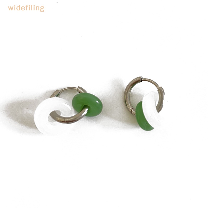 Bông Tai Y2k Hình Tròn Bằng Thép Titan Đính Ngọc Bích Phong Cách Cổ Điển Thời Trang Cho Nữ