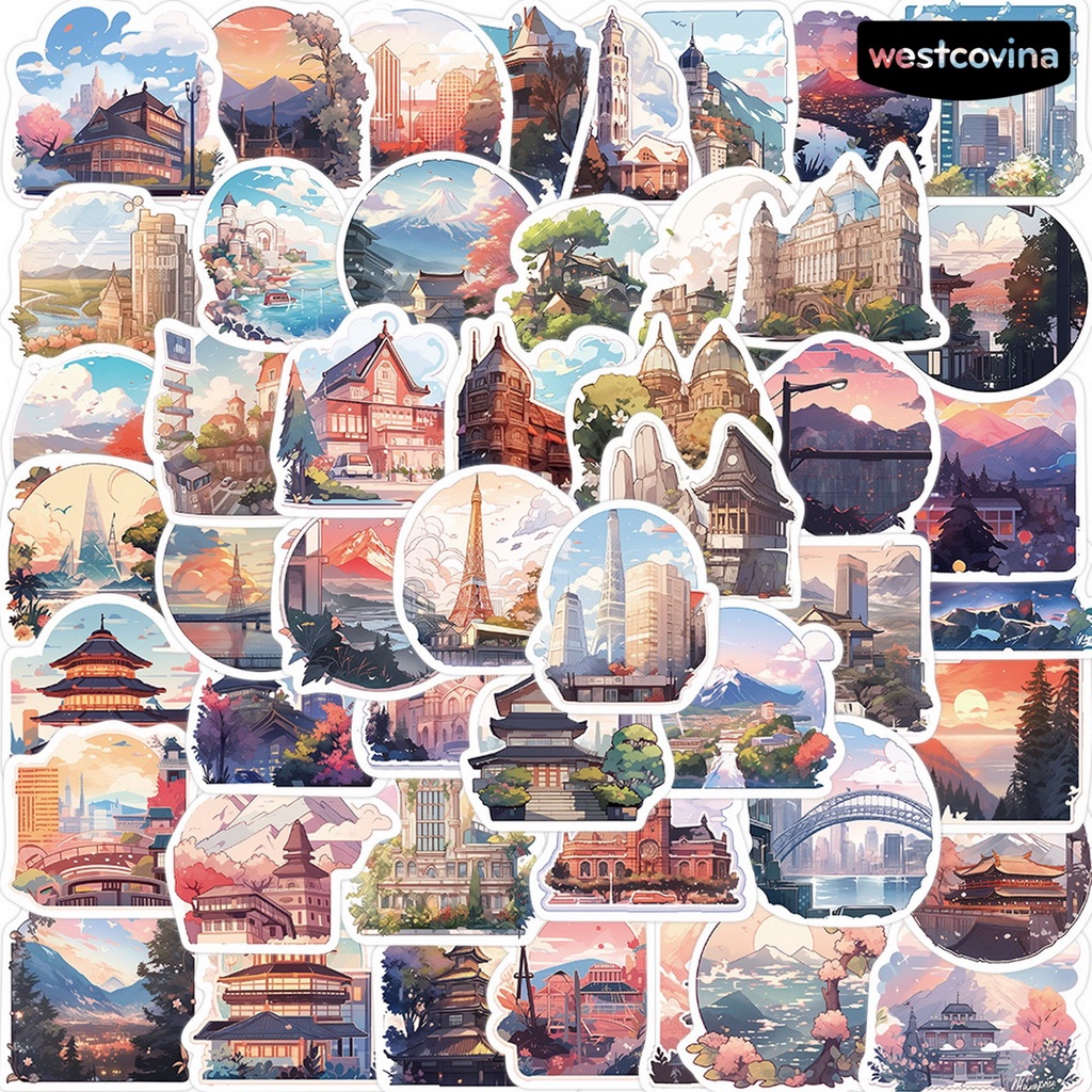 [WSTN] [WSTN]✎Bộ 50 Miếng Dán Họa Tiết Hoạt Hình Chống Thấm Nước Trang Trí Sổ Tay / Điện Thoại /