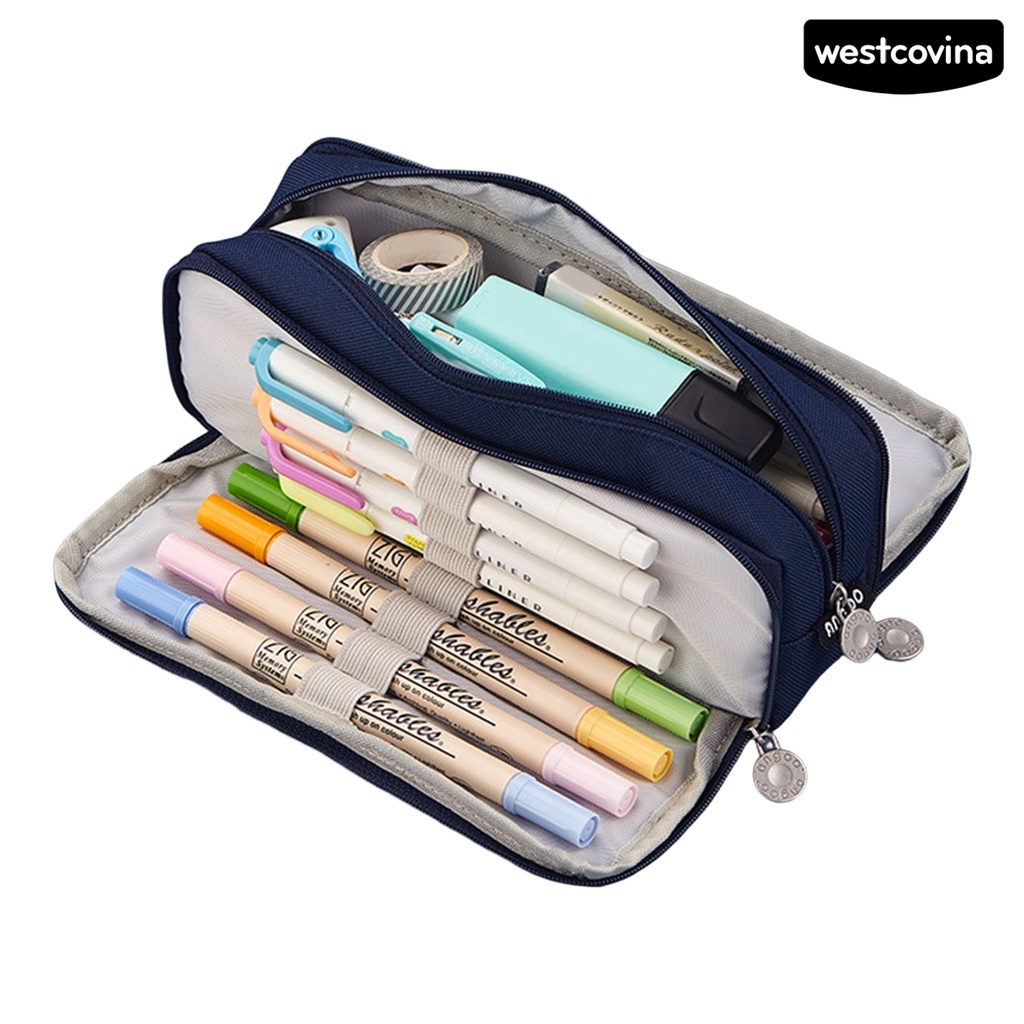 [WSTN]✎Túi Đựng Bút Đa Năng Sức Chứa Lớn Màu Sắc Trơn Có Khóa Kéo Tiện Dụng