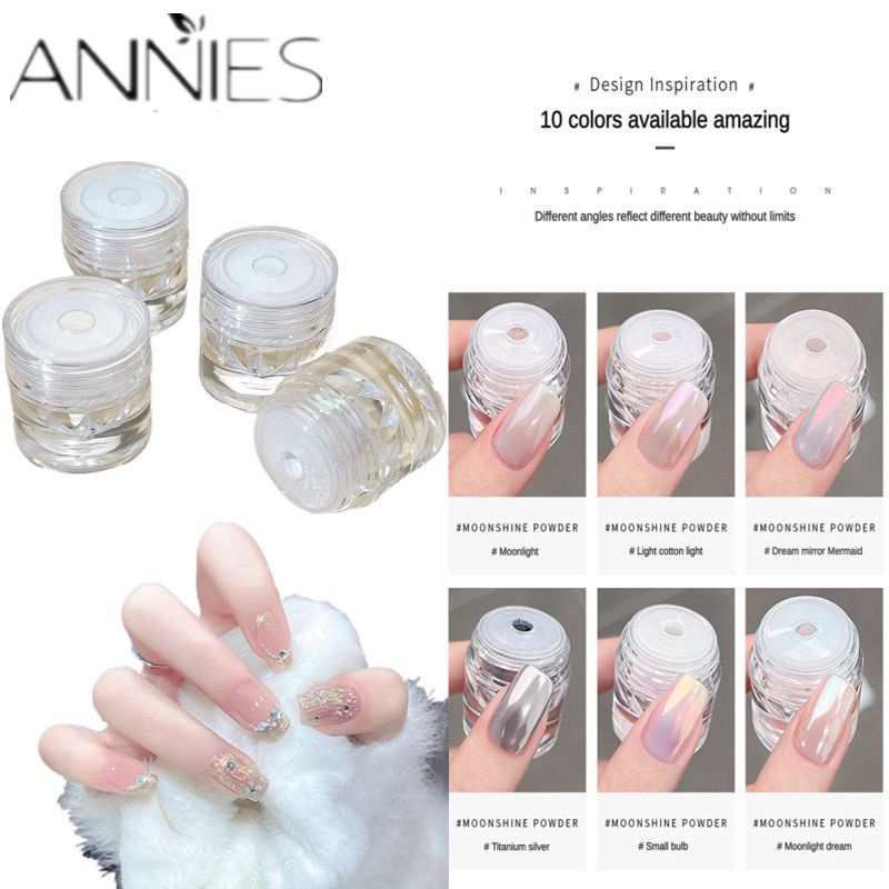 Bột trang trí móng tay ANNIES tráng gương trắng siêu sáng thần kì nghệ thuật DIY