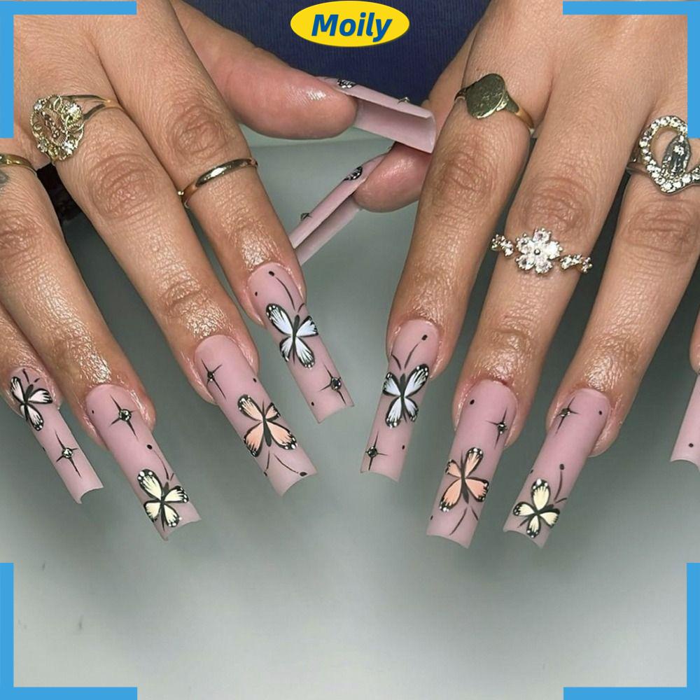 MOILYVN Móng Tay Giả Dáng Dài Thời Trang Cho Nữ