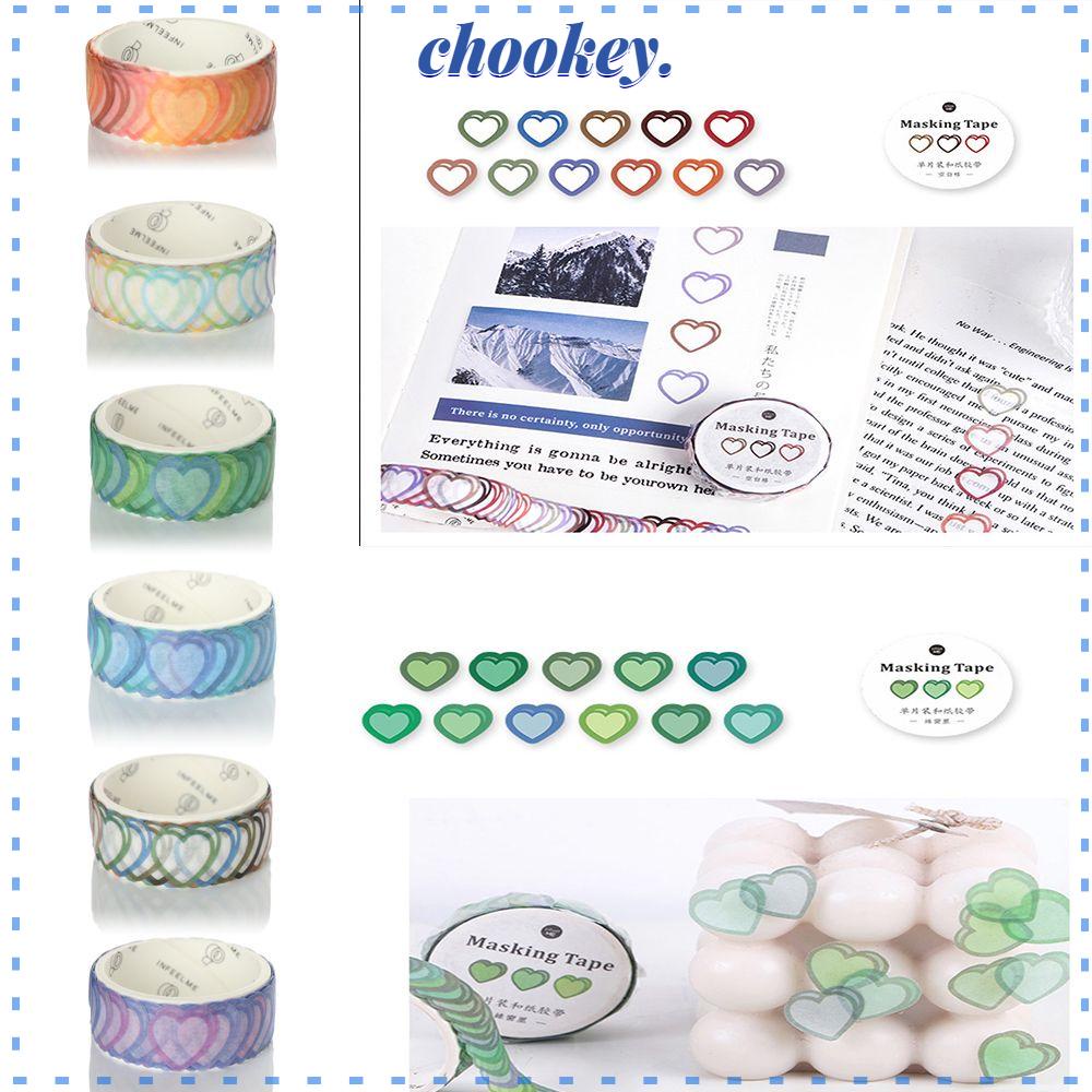 CHOOKEY Cuộn Băng Dính Hình Trái Tim Nhiều Màu Trang Trí Ảnh Tiện Dụng