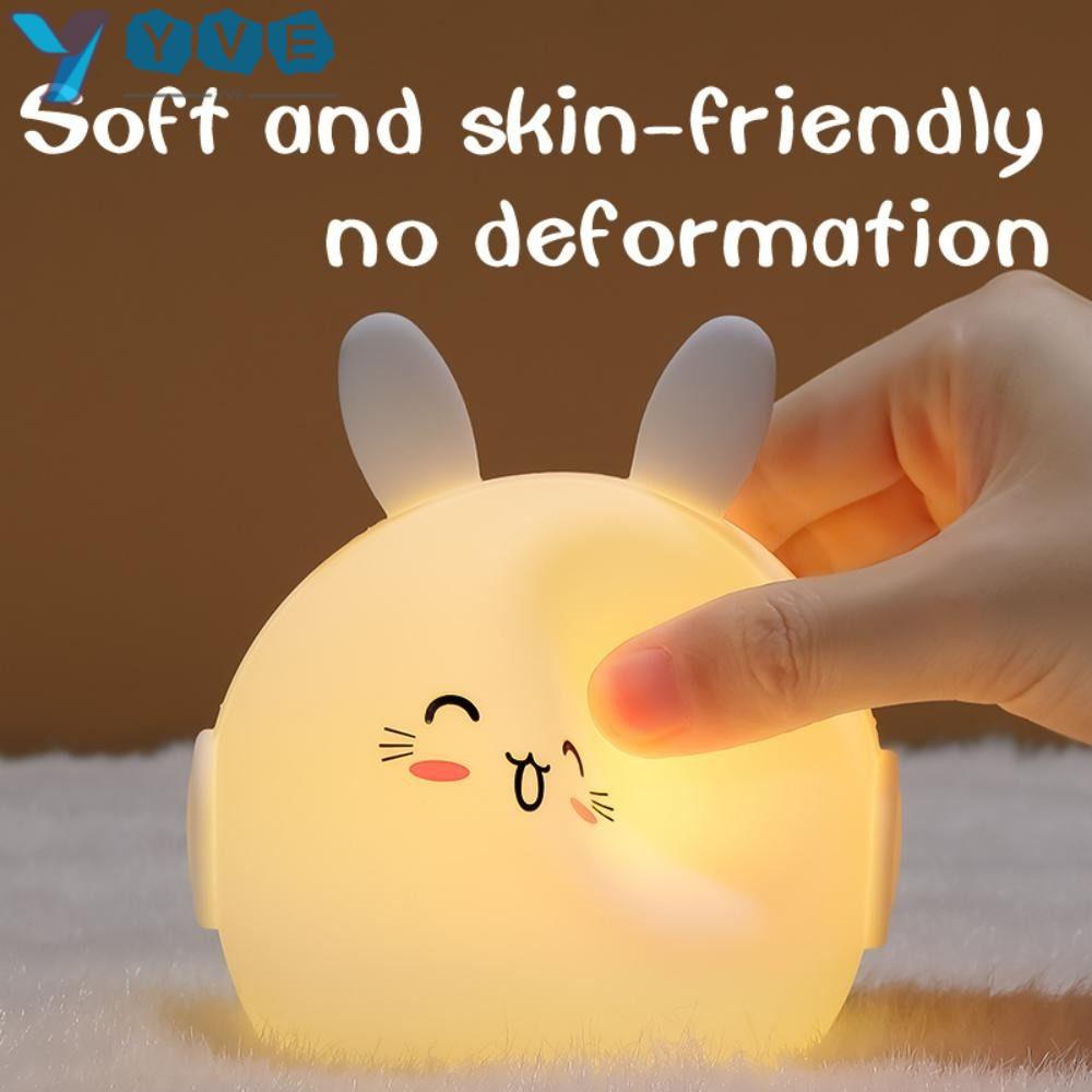 YVE Đèn Ngủ Cảm Ứng Hình Thỏ Bunny Dễ Thương 9 Màu Tùy Chọn Kèm Sạc USB Tiện Dụng Cho Bé