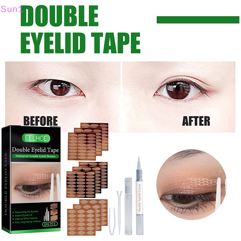 Set 1 &gt; 396 Cặp Miếng Dán Kích Mí Tự Dính Thiết Kế Trong Suốt Tiện Dụng