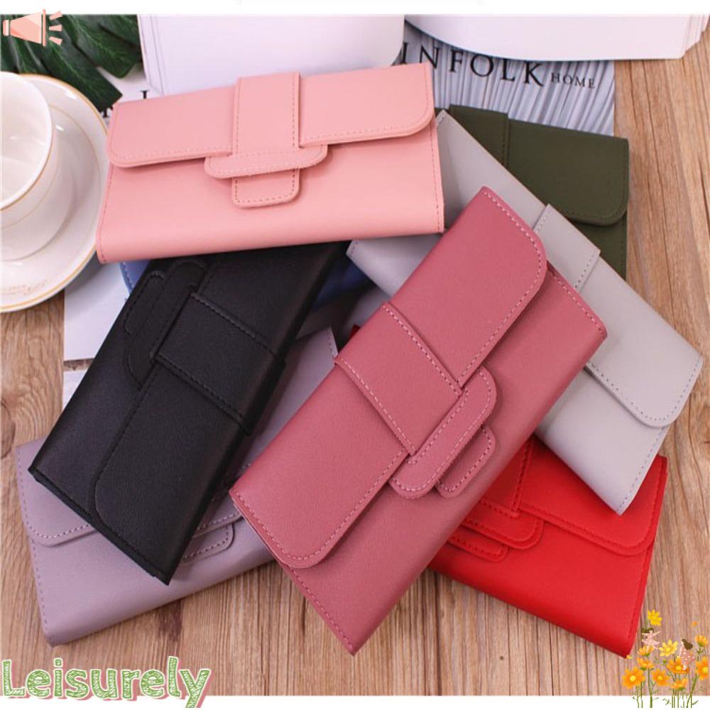 LEILY Ví Da PU Dài Gập Đôi Đựng Tai Nghe, Tiền, Điện Thoại