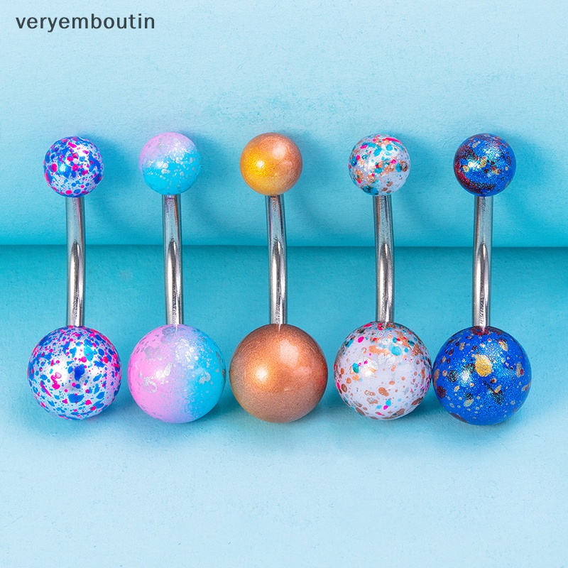 Set 5 Khuyên Rốn Bằng Thép Không Gỉ Acrylic Quyến Rũ Sáng Tạo