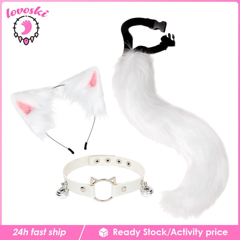 Set 3 Món Gồm Vòng Cổ Choker Và Đuôi Lông Nhung Hóa Trang Nhân Vật Anime