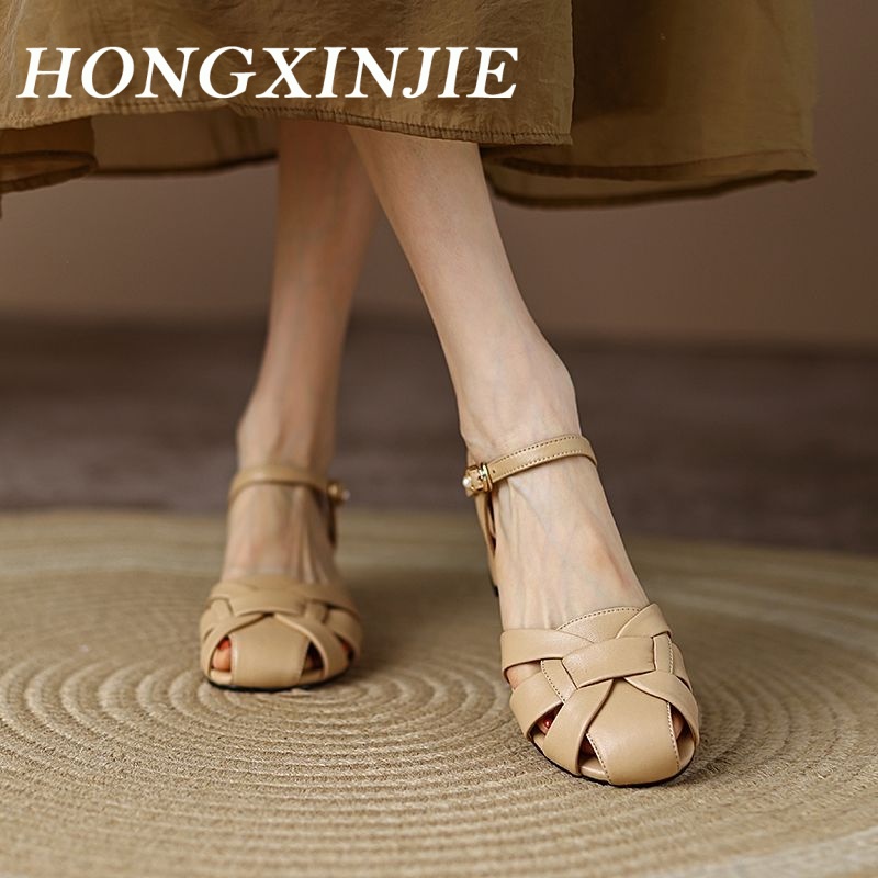 HONGXINJIE dép sandal nữ dép quai hậu nữ 2023 NEW Khu phố thời trang cổ điển 070535 