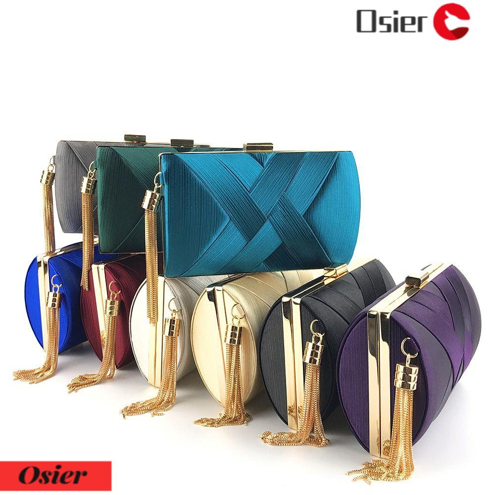 OSIER1 Ví Cầm Tay Kiểu Dệt Có Tua Rua Và Dây Đeo Sợi Xích Sang Trọng Cho Nữ