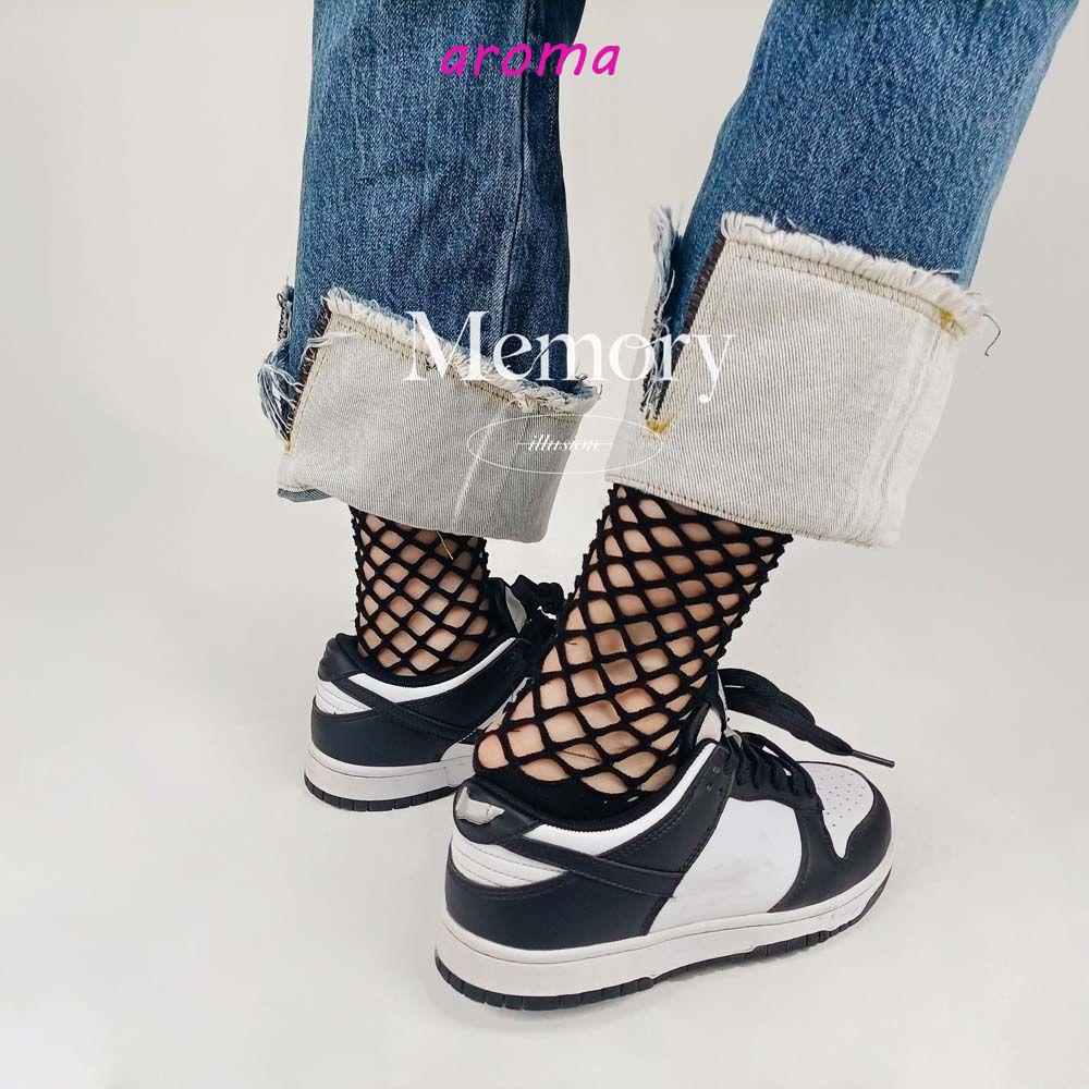 AROMA Đôi Tất Lưới Cotton Trang Trí Nơ Xinh Xắn Cho Nữ