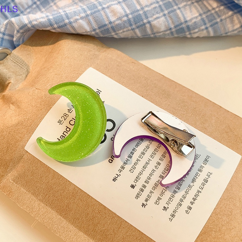 Kẹp Tóc Hình Mặt Trăng Bằng Acrylic Màu Sắc Ngọt Ngào Cho Bé Gái