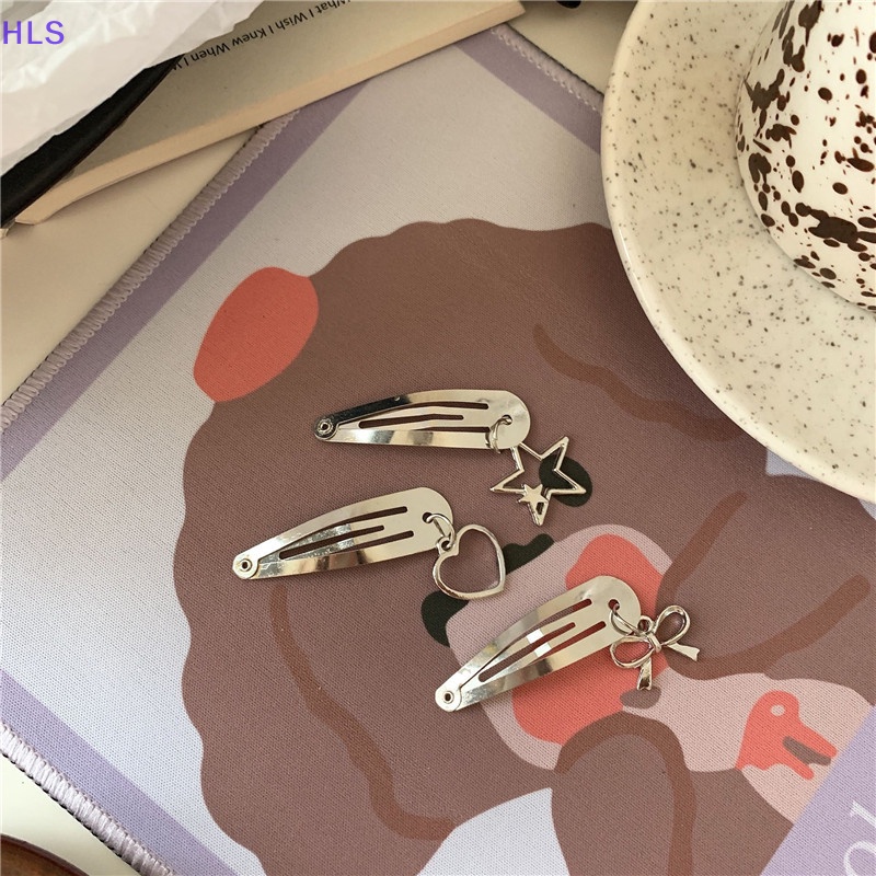 [HLS] Set 2 Kẹp Tóc Kim Loại Đính Mặt Ngọt Ngào Cá Tính Cho Nữ