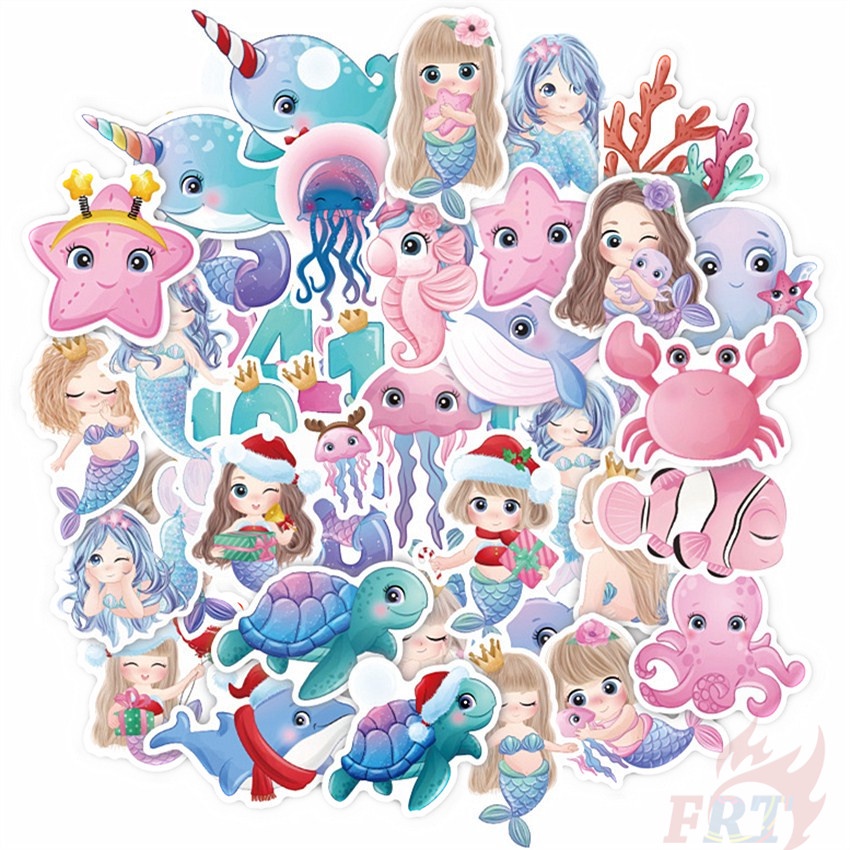 Bộ 42 Món Đồ Chơi Chất Lượng Cao ❉ Sticker Hình Nàng Tiên Cá Xinh Xắn Dùng Trong Trang Trí ❉ Sticker Dán Khen Thưởng Chống Thấm Nước Thời Trang Cho Trẻ Em