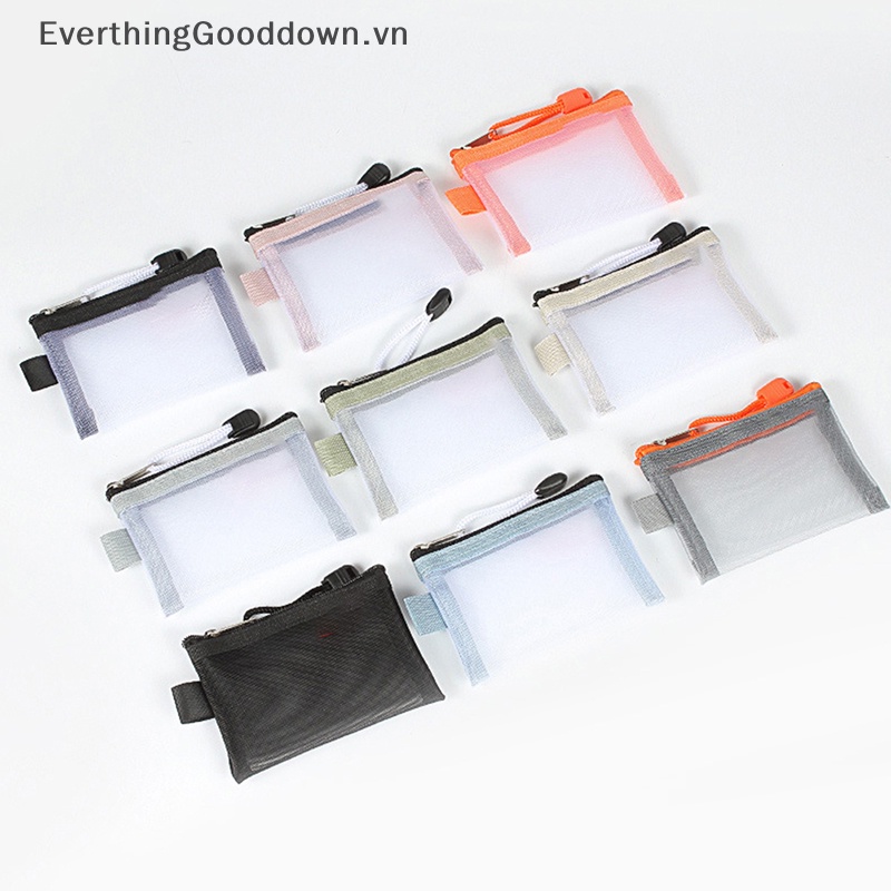 Everthinggooddown Túi Lưới Nylon Mini Trong Suốt Đựng Thẻ Tín Dụng / Tai Nghe / Dây Cáp Dữ Liệu / Chìa Khóa