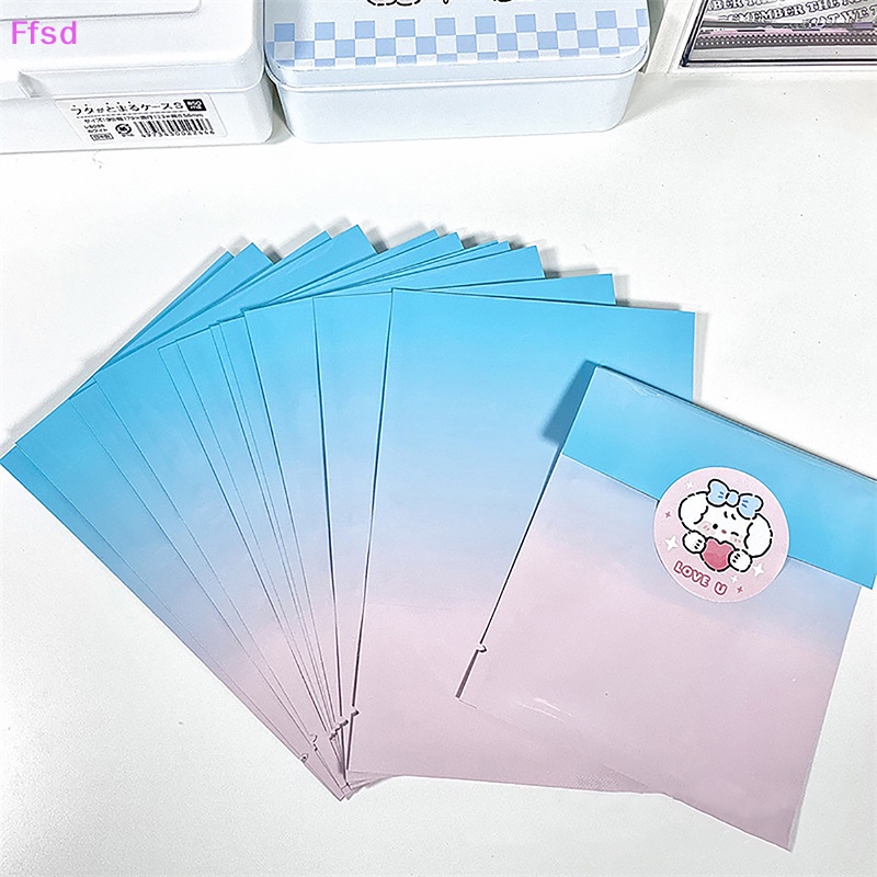 {Ffsd} Set 10 Túi Zip Lõi Nhôm Phẳng Di Động Đựng Trang Sức Màu Xanh Dương Hồng Gradient Có Thể Tái Sử Dụng * Bán Chạy