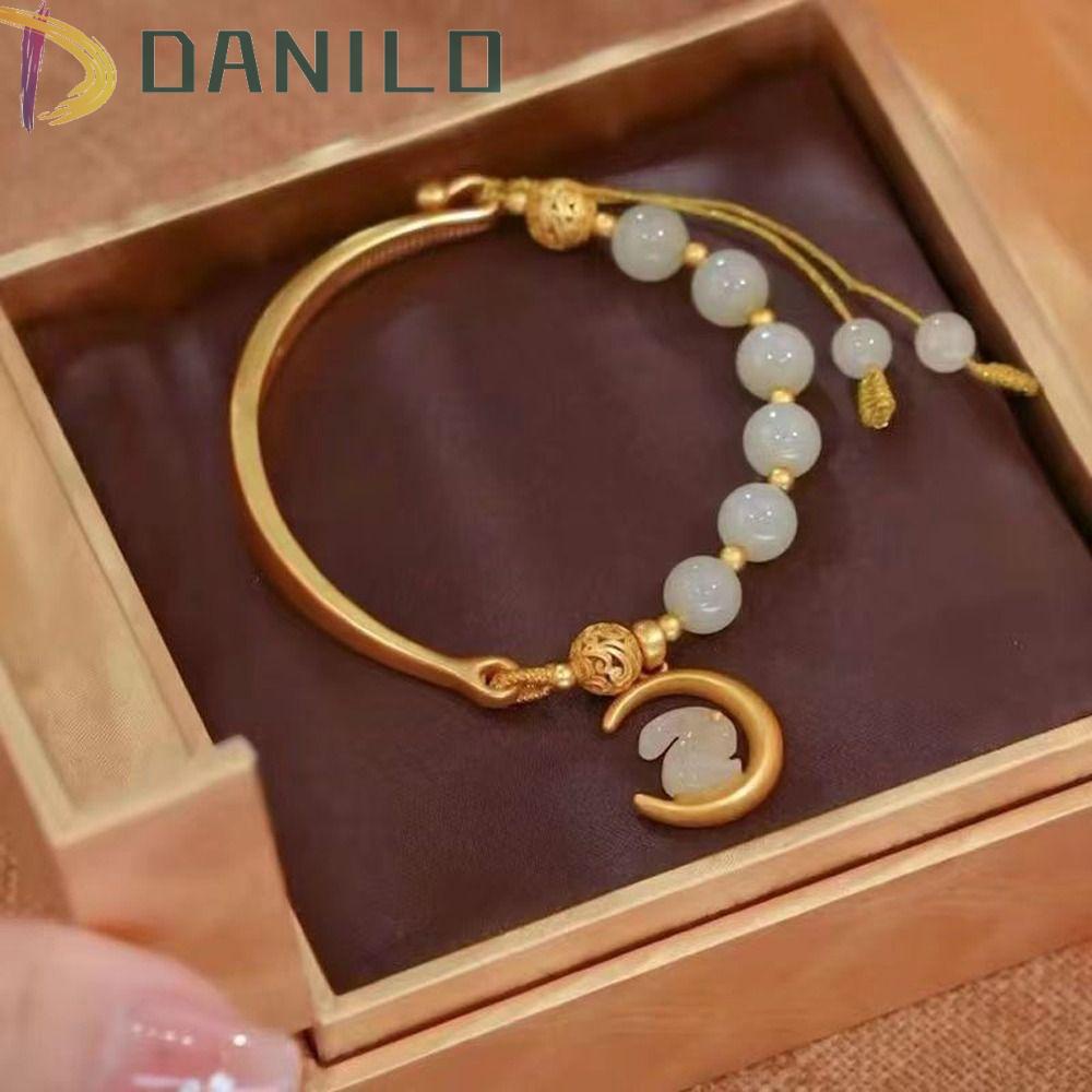 DANILO Vòng Tay Dây Co Giãn Thiết Kế Mặt Thỏ Dễ Thương Phong Cách Retro Cho Nữ