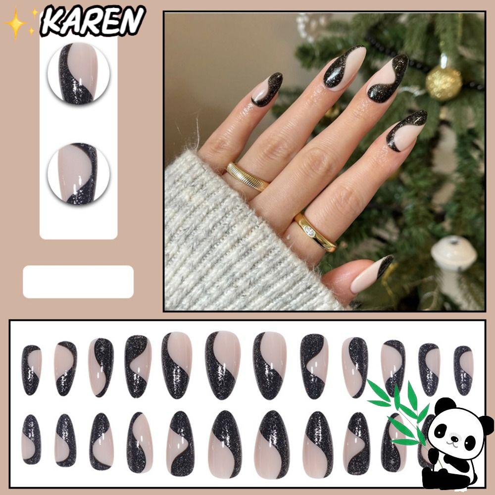 KAREN Bộ Móng Tay Giả Có Thể Tháo Rời DIY Đơn Giản