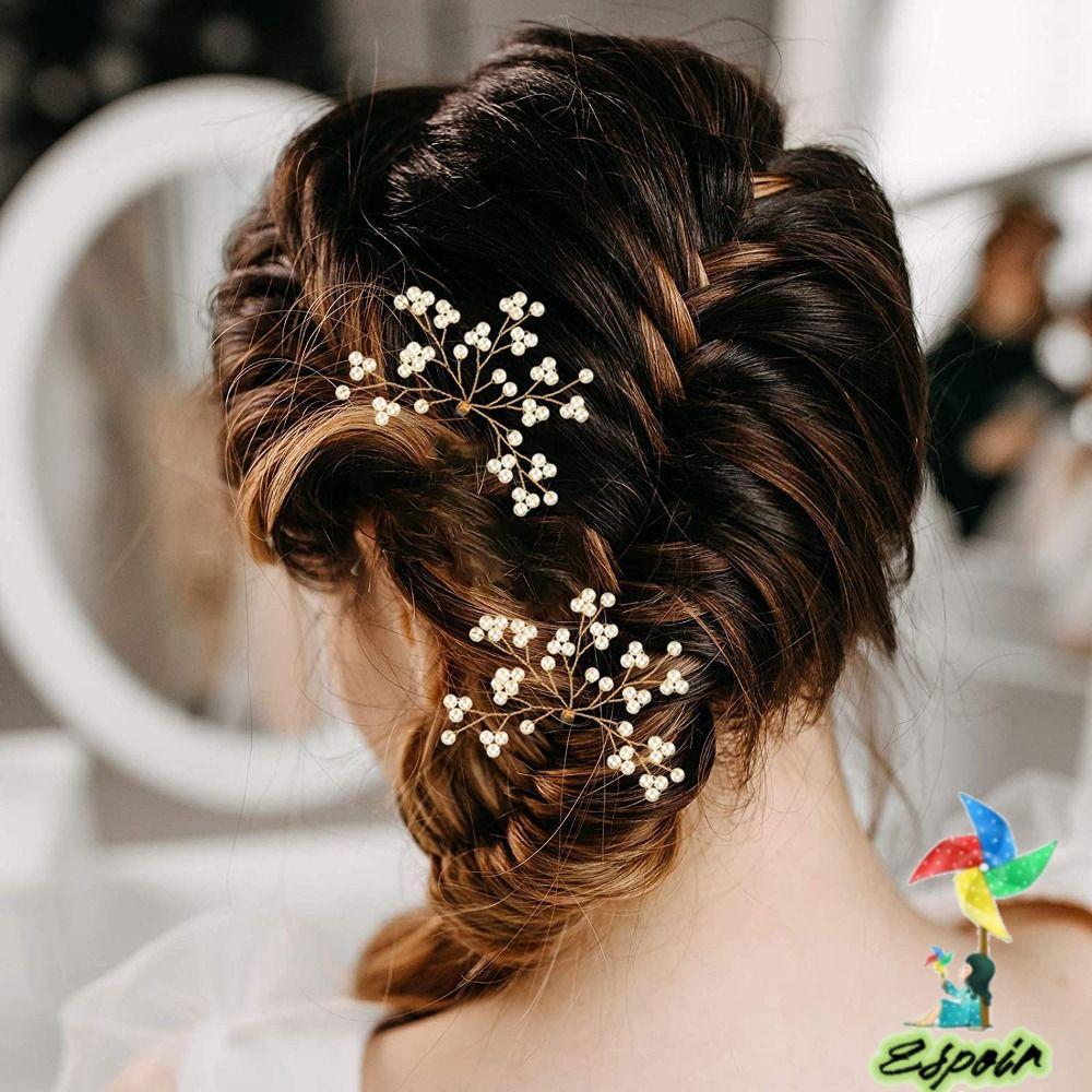 ESPO Set 2 Kẹp Tóc Kim Loại Màu Vàng / Bạc Lãng Mạn Cho Cô Dâu