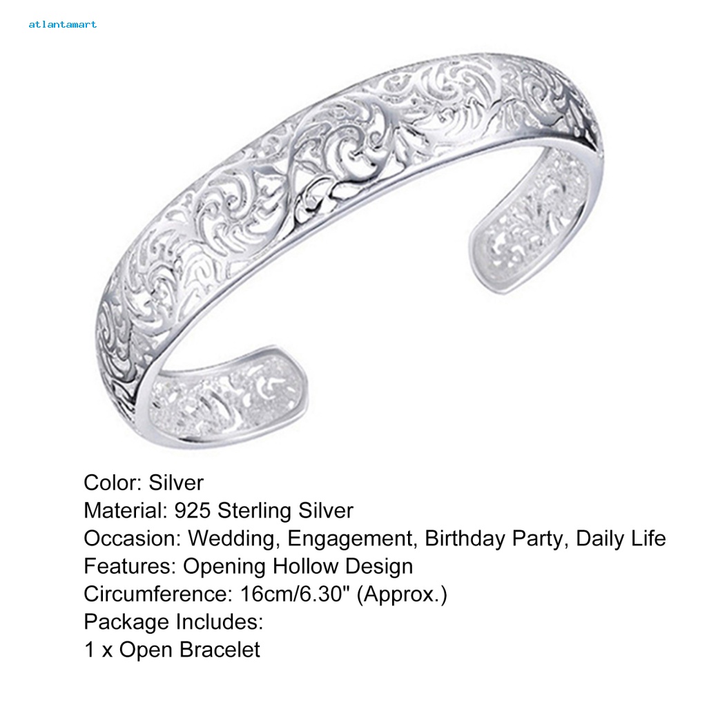 Túi Đựng Đồ Dùng Cao Cấp Tiện Dụng| Vòng Tay Dạng Hở Khắc Họa Tiết Màu Sắc Bạc Phong Cách Cổ Điển Thời Trang Cho Nữ