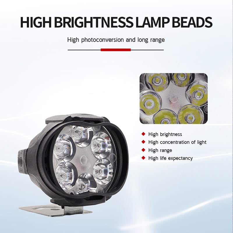Đèn Pha 6 Bóng LED Độ Sáng Cao Chống Nước Có Công Tắc Cho Xe Máy