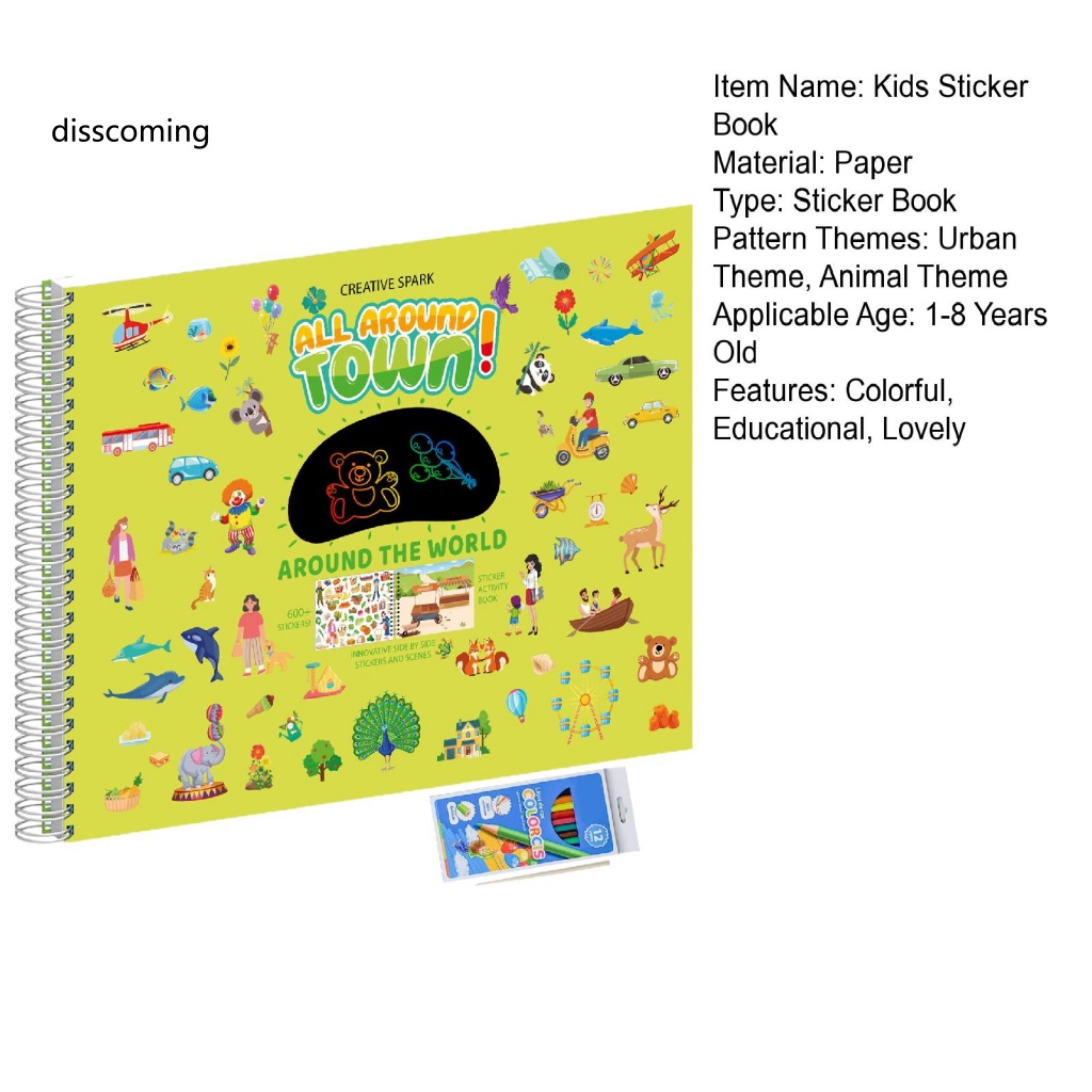 Áo Thun In Hình SL SL SL SL Thời Trang Cá Tính| Sách Hình Dán Thành Phố Động Vật / Thành Phố Tương Tác Giáo Dục Sớm Cho Bé