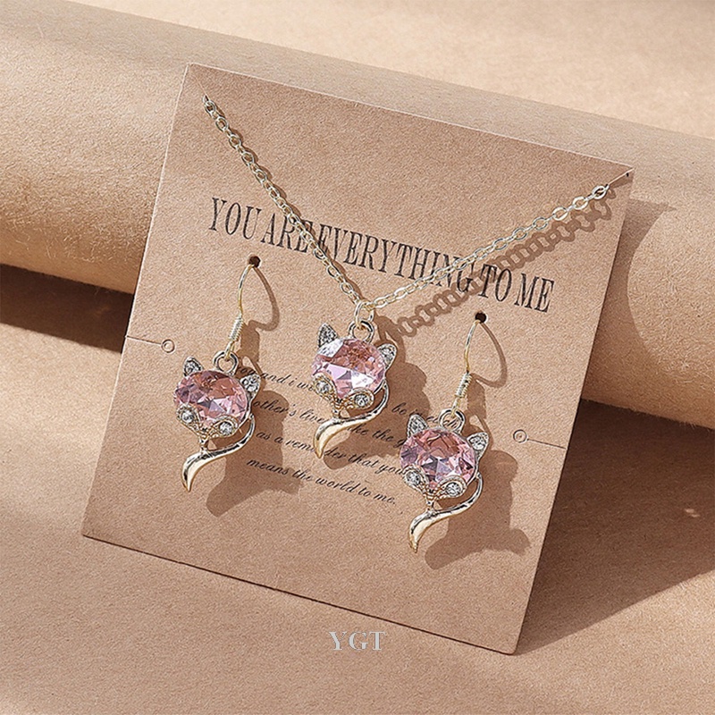 Bộ Vòng cổ + Bông Tai Mạ Bạc 925 Đính Đá Zircon Hình Trái Tim Sang Trọng Cho Nữ