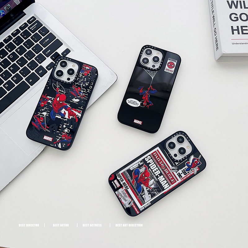 Ốp Điện Thoại Cứng Tráng Gương In Hình Người Nhện Marvel Cho iPhone 14 Pro Max 12 Pro Max 11