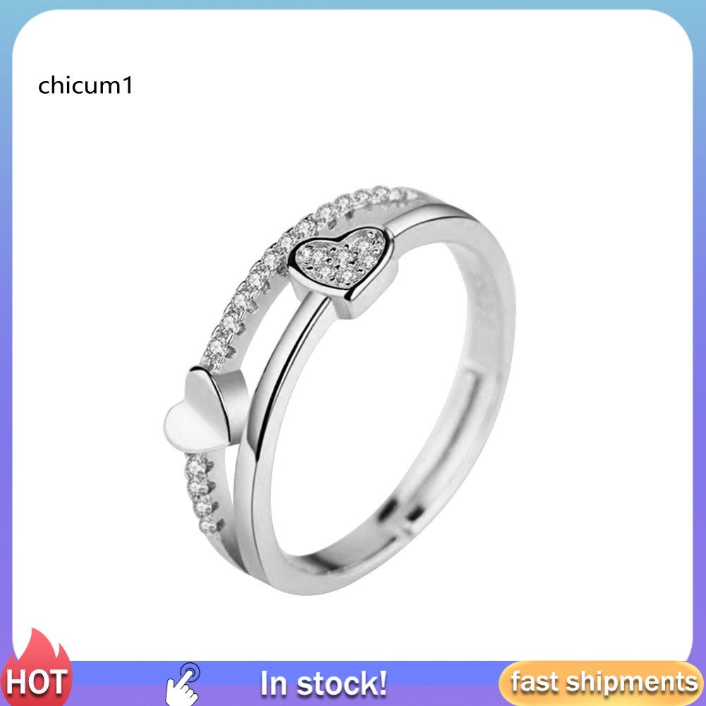 Nhẫn Hở Hình Trái Tim Đính Đá Thời Trang Cho Nữ