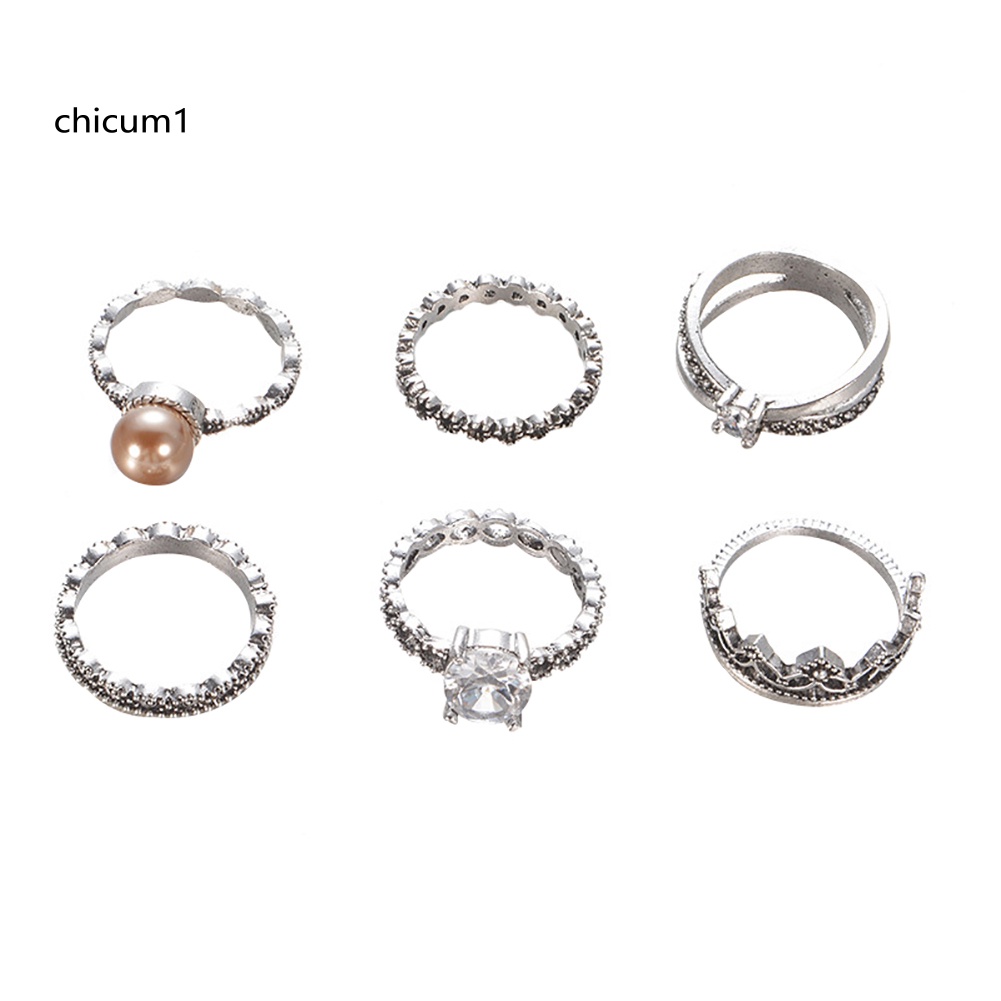 Set 6 Nhẫn Đeo Khớp Ngón Tay Phong Cách Retro