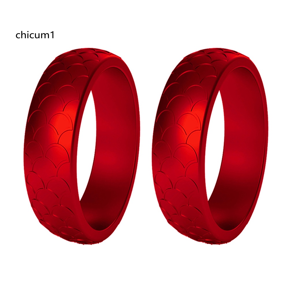 Set 2 Nhẫn Silicone Họa Tiết Vảy Cá Cho Nữ