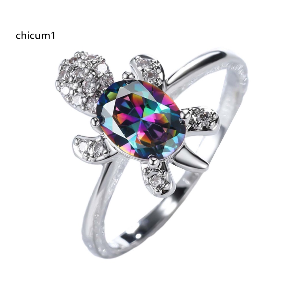 Nhẫn Cặp Đính Đá Hình Rùa Màu Sáng Tinh Tế