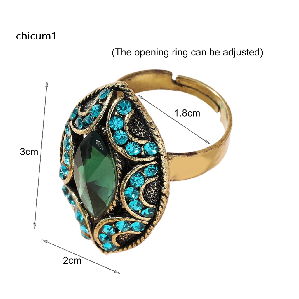 Nhẫn Hở Hợp Kim Đính Đá Hình Oval Có Thể Điều Chỉnh Kích Thước