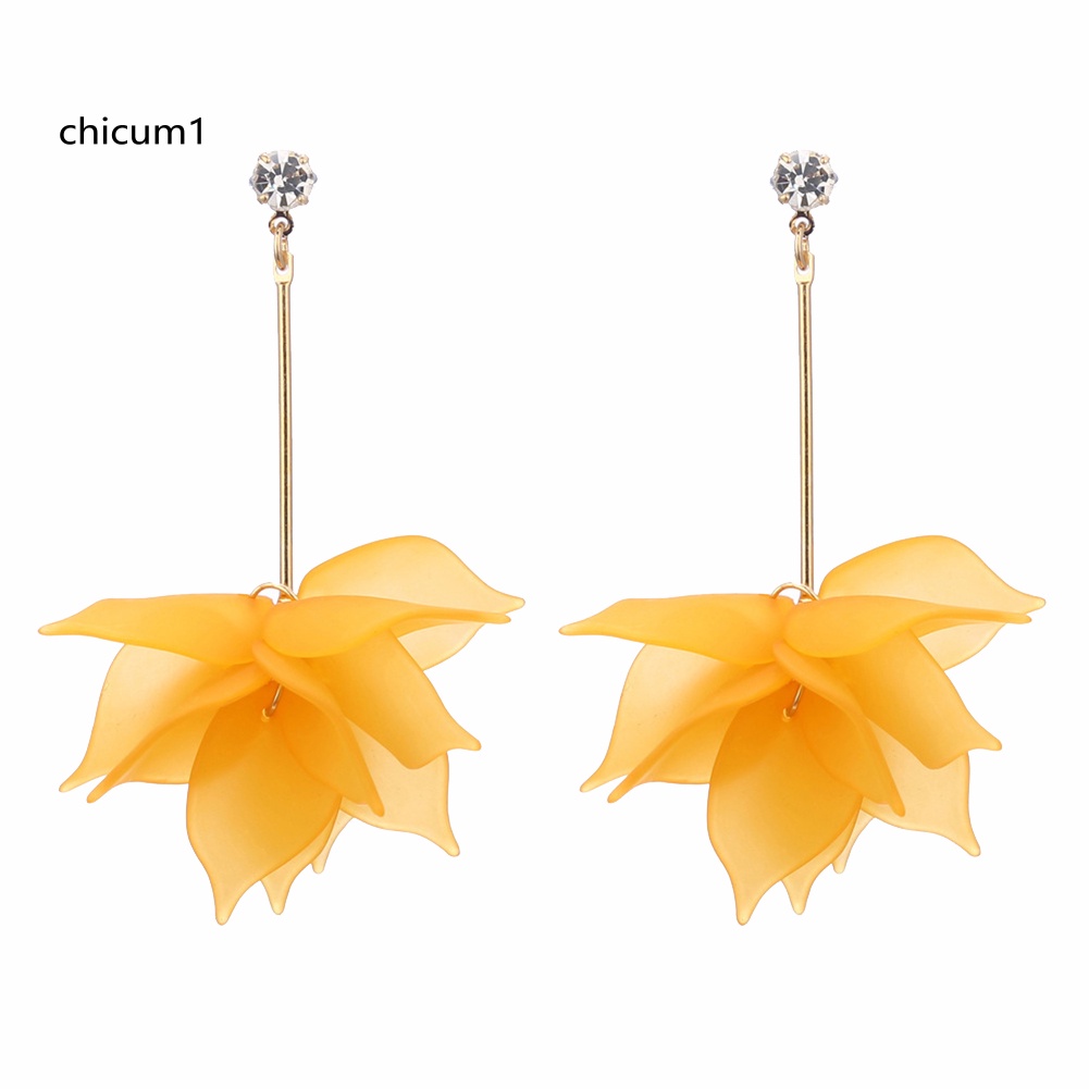 Khuyên Tai Dáng Dài Hình Cánh Hoa Bằng Nhựa Resin Ngọt Ngào Cho Nữ