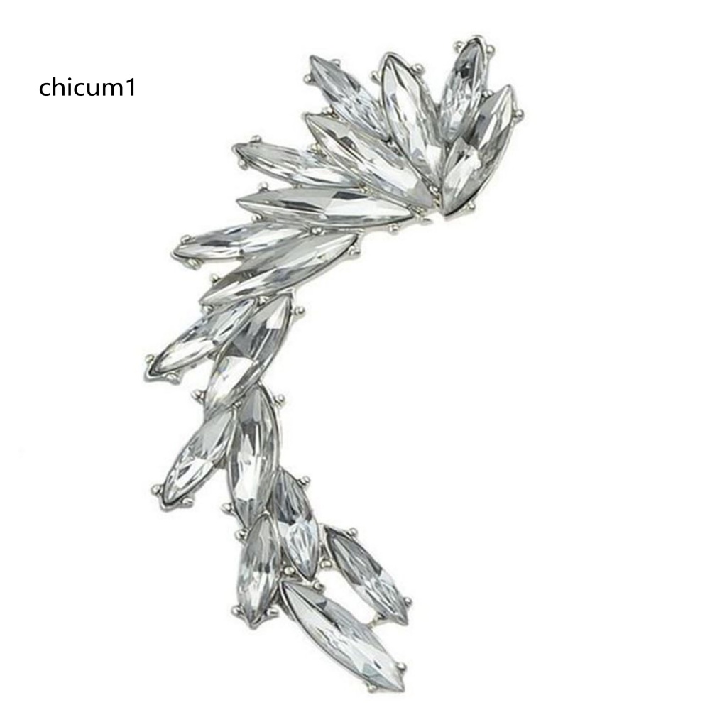 1 Khuyên Kẹp Vành Tai Hình Lá Đính Đá Lấp Lánh Phong Cách Boho